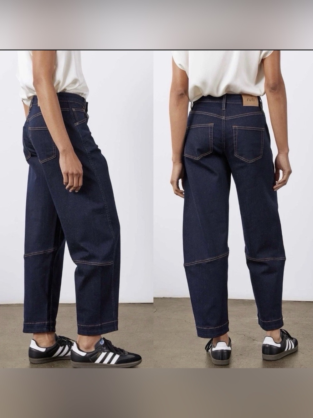 Ruti Ultimate Barrel Leg Jeans 12 Petite 12P High Rise Tapered Denim Horseshoe